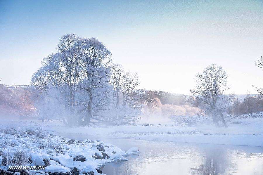 Marvelous scenery of Halha River in morning mist