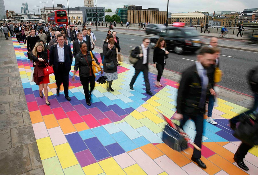 London Bridge is colorful