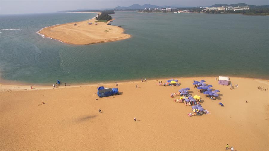 Aerial view of Jade Belt Beach in Boao, Hainan