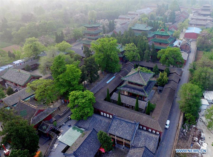 Aerial view of Shaolin Temple in Dengfeng in Central China