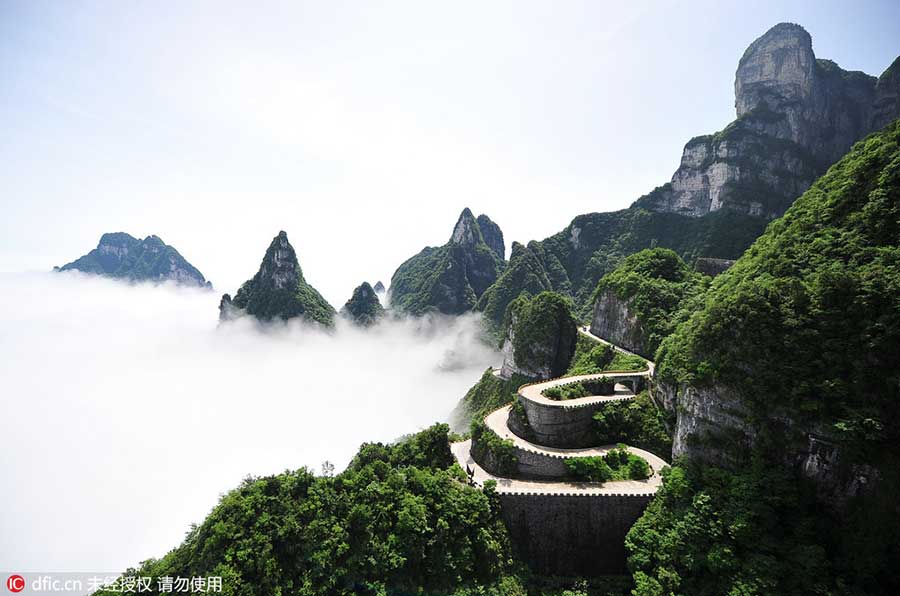 Aerial view of Tianmen Mountain in Hunan