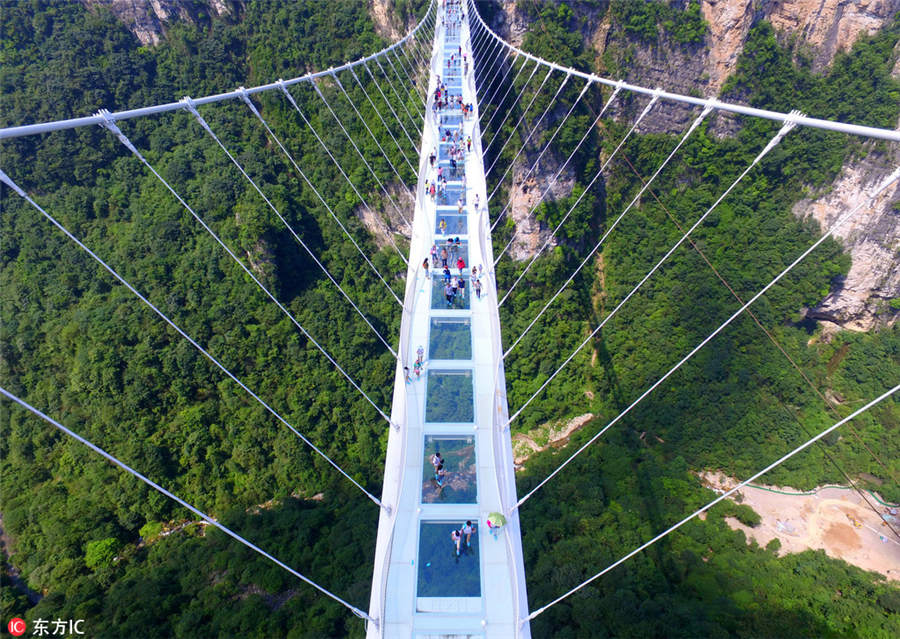 World's longest, highest glass bridge opens in Hunan