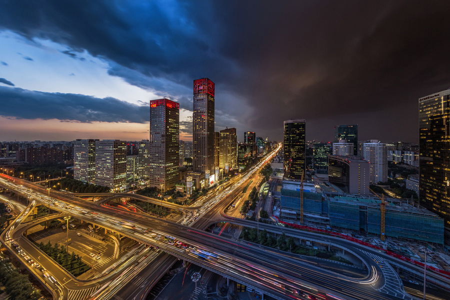 Amazing night view of CBD in Beijing