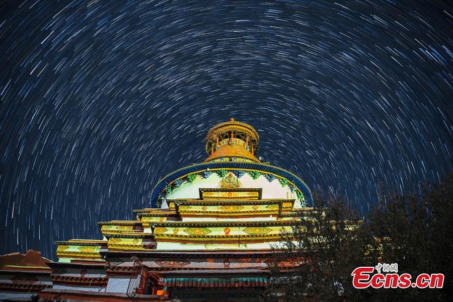 Spectacular starry night in Shigatse, Tibet