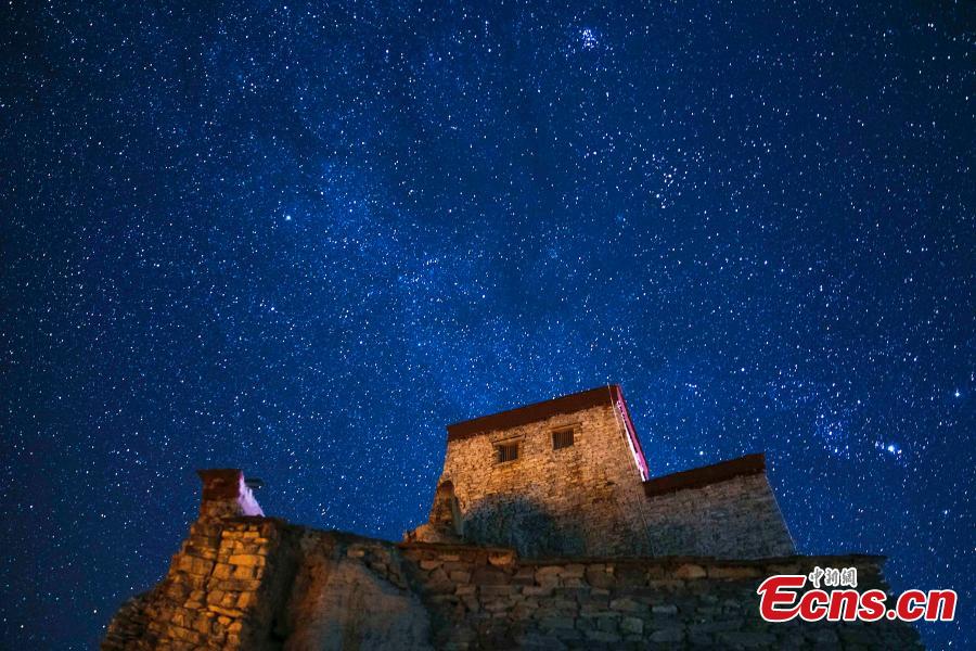 Spectacular starry night in Shigatse, Tibet