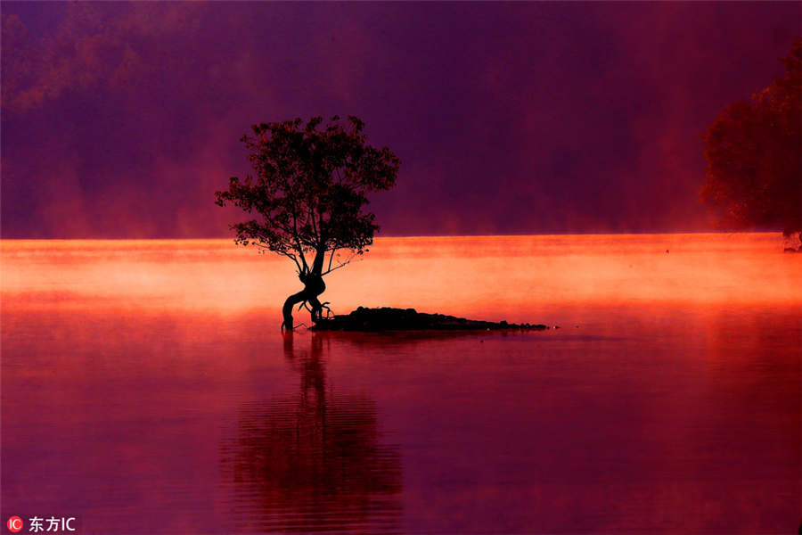 Picturesque Qishu Lake in morning light