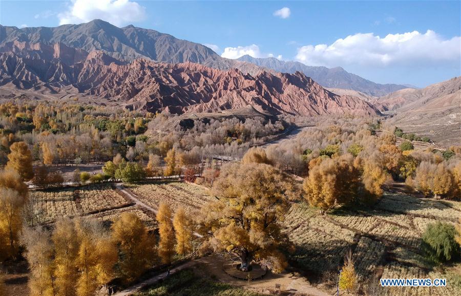 Autumn-colored scenery at Songba village in Qinghai