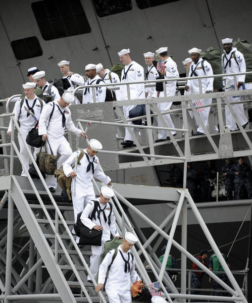 Navy ship that buried bin Laden returns to US port