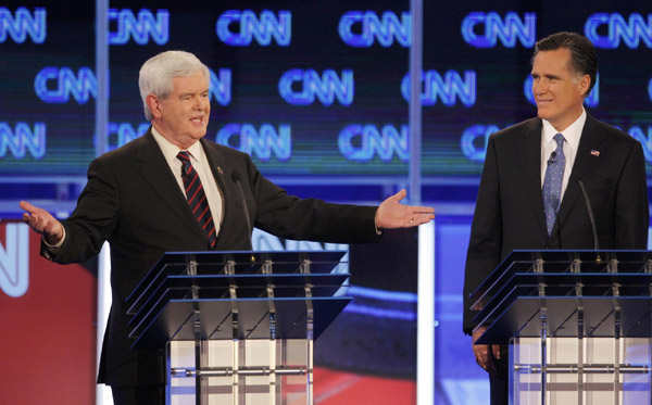 Romney, Gingrich face off in debate