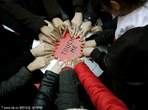 Heart beats for Valentine's Day at Times Square