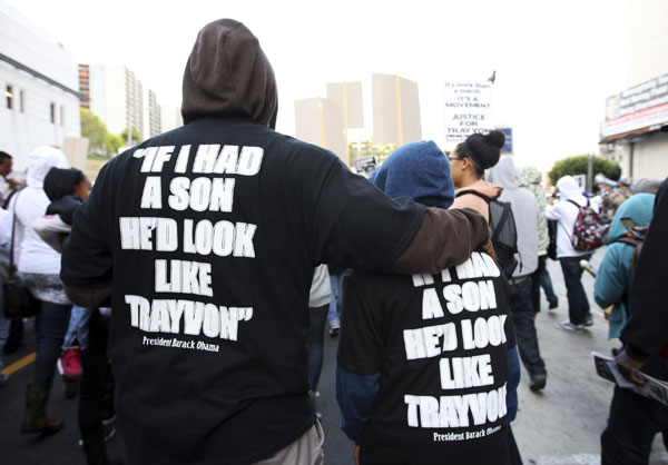 Protesters rally during a Million Hoodies March