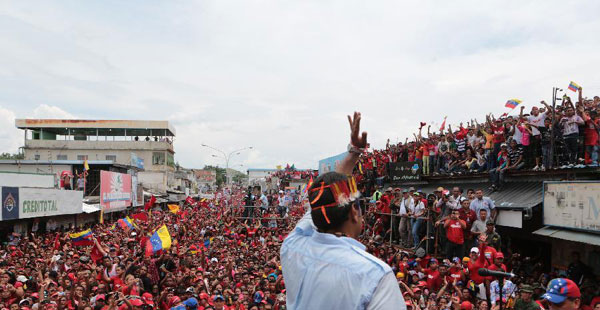 Venezuela's Maduro greets supporters in Amazonas