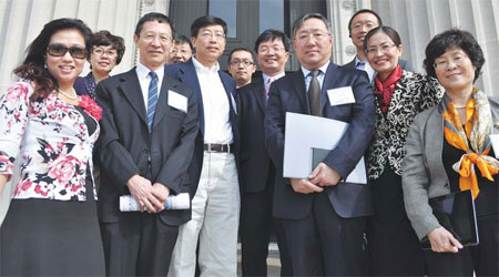 Chinese entrepreneur parades with peers