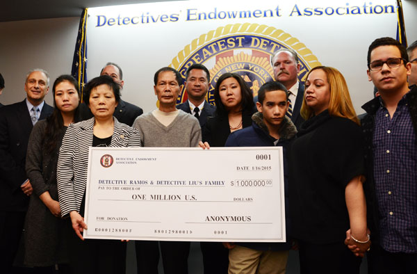 HK donor gives $1 million to NYPD officers' families