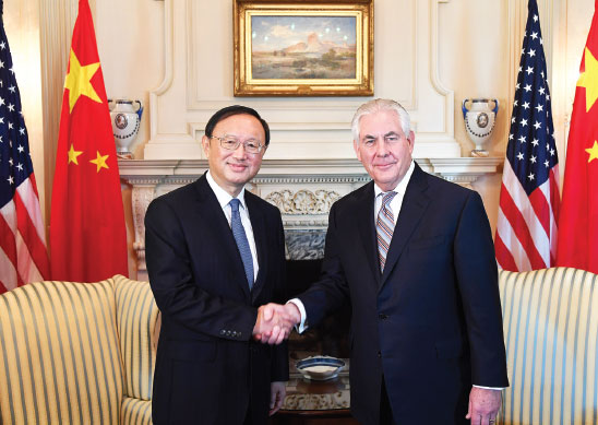 Tillerson, Yang meet in Washington