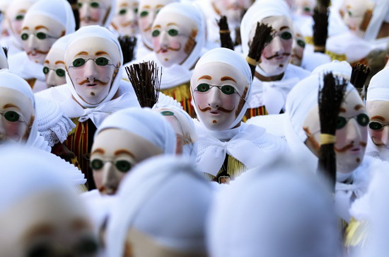 Medieval aura brims at Belgium's Binche carnival