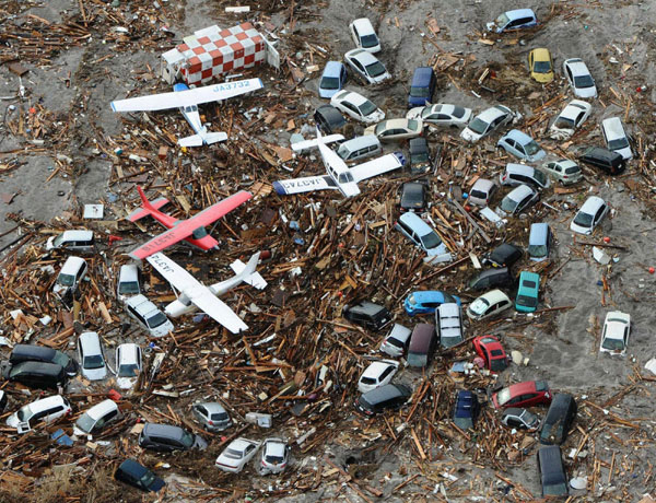 Sendai Airport flooded after tsunami