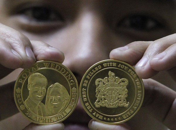 Souvenirs coins made for royal wedding