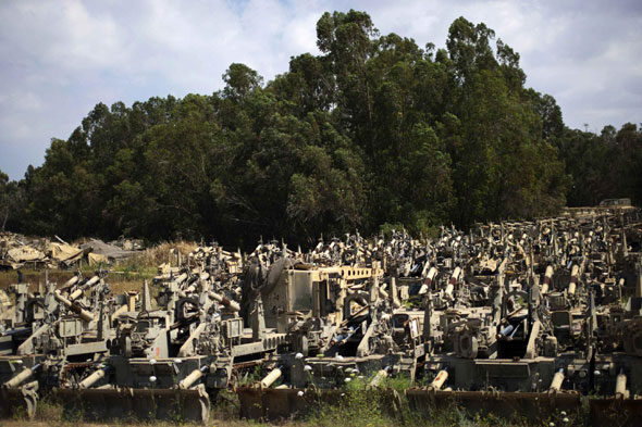 Armoured vehicle 'graveyard' in Israel