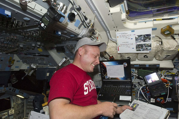 Shuttle Endeavour's first spacewalk