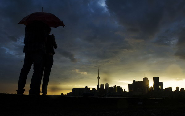 Toronto skyline after rain storm