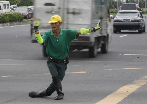 Dancing traffic cop