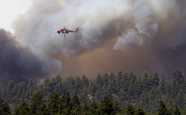 New Mexico shaded by wild forest fire