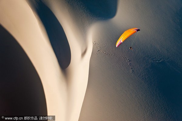 Flying over dunes in Mozambique