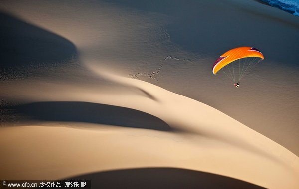 Flying over dunes in Mozambique