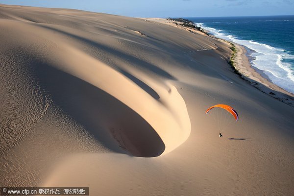 Flying over dunes in Mozambique