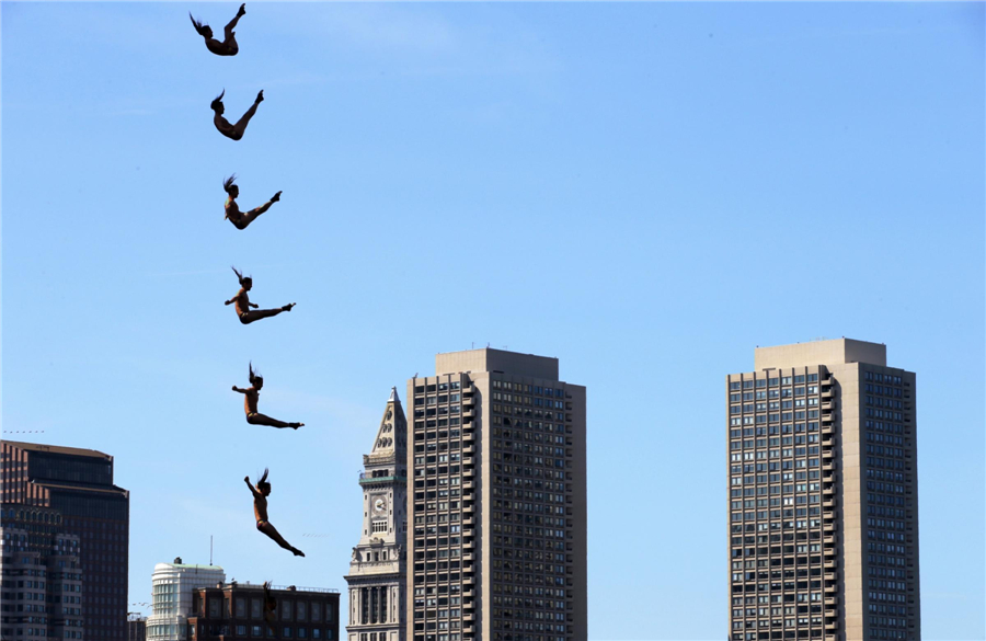 Cliff diving in the city