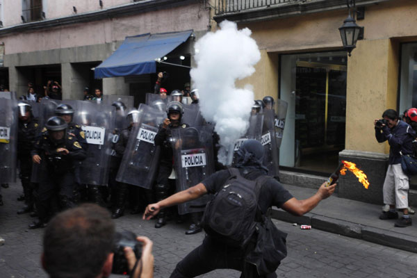 Protesters march through Mexico City