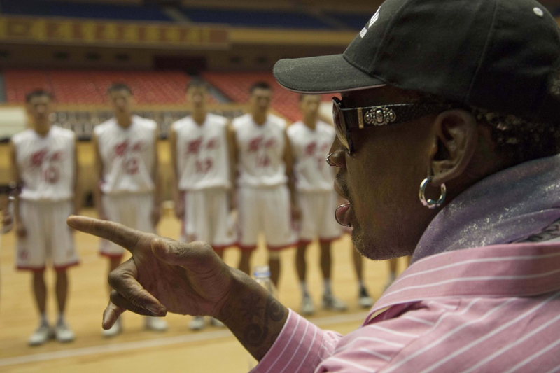 Rodman trains basketball palyers in DPRK