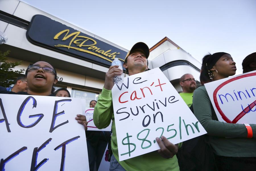 Fast-food workers strike for higher pay