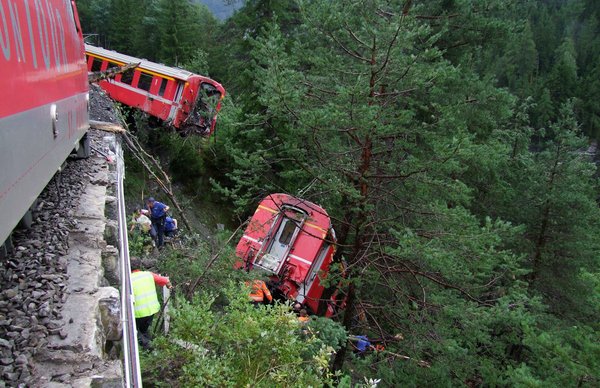 Swiss passenger train derails into ravine, 11 injured