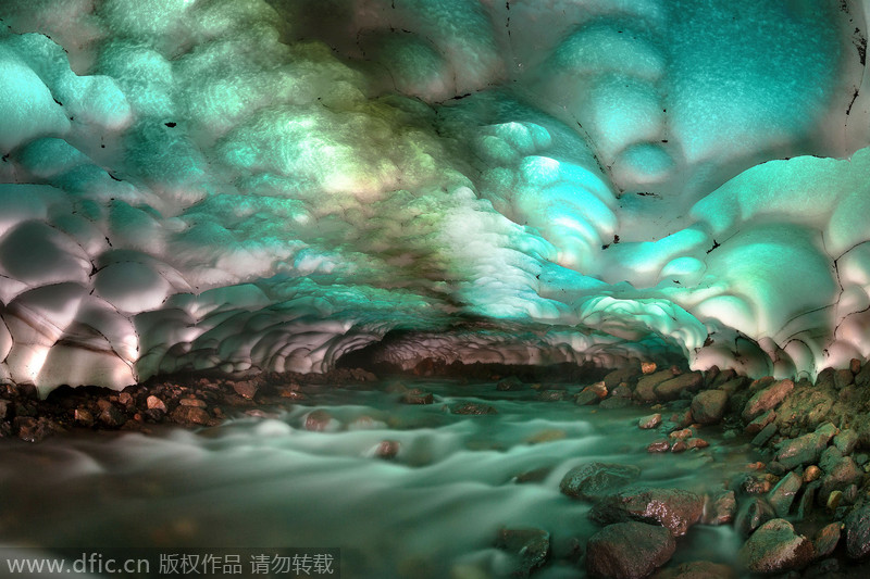 Dazzling melting ice cave