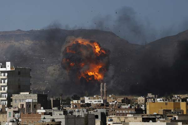 Saudi-led air strikes hit Yemen capital hours before ceasefire