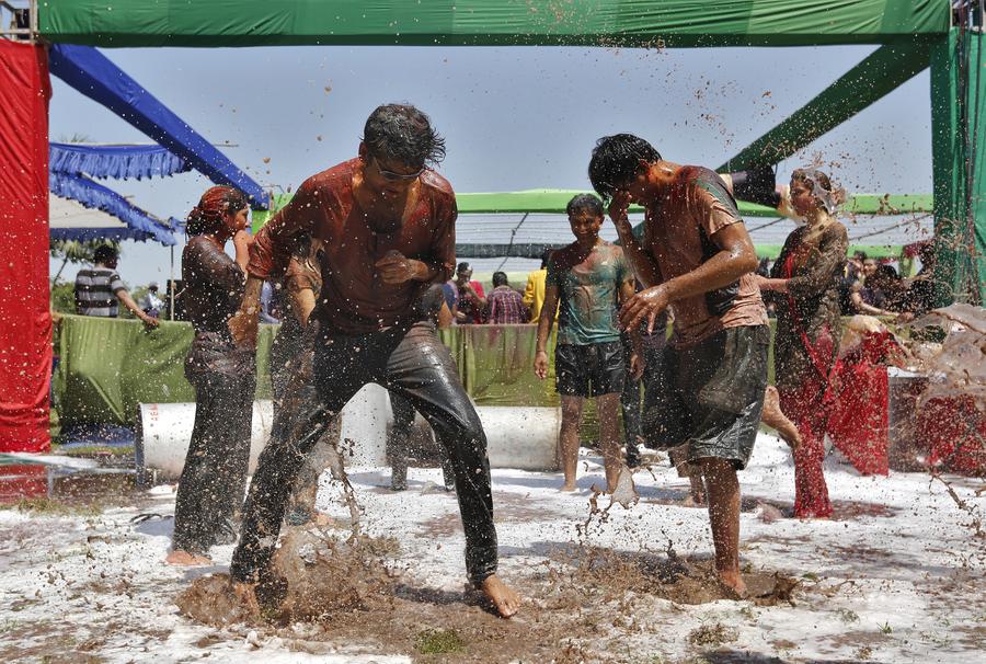 Dancing in bright colors of Holi