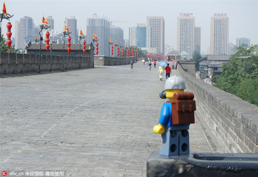 Lego man goes backpacking around world