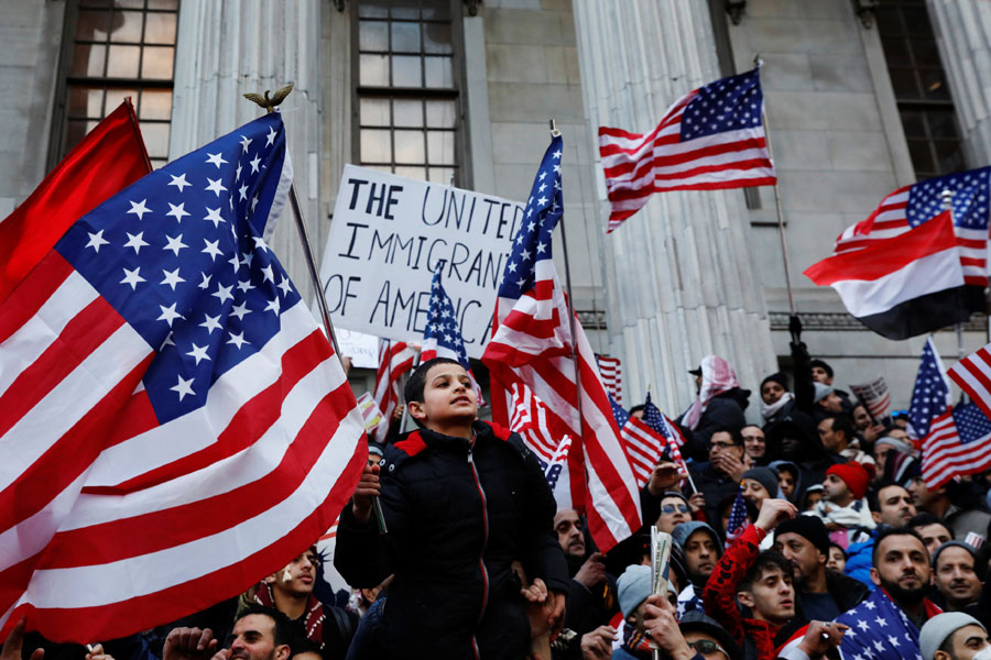 US Muslims protest against Donald Trump's travel ban