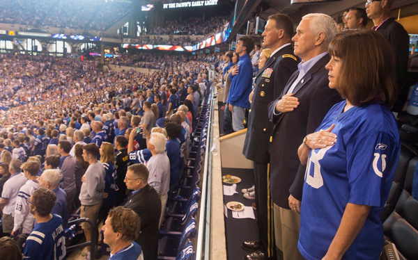 US VP Pence exit football game after players knelt during anthem