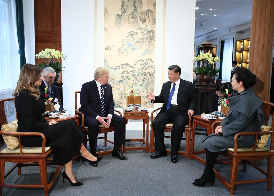 Xi, Peng host Trump family for tea in Palace Museum