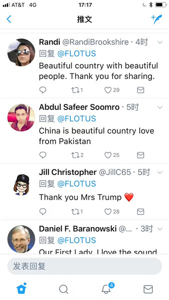 Melania Trump tweets of China