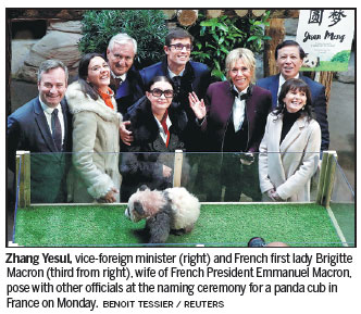 Both first ladies name panda cub Yuan Meng