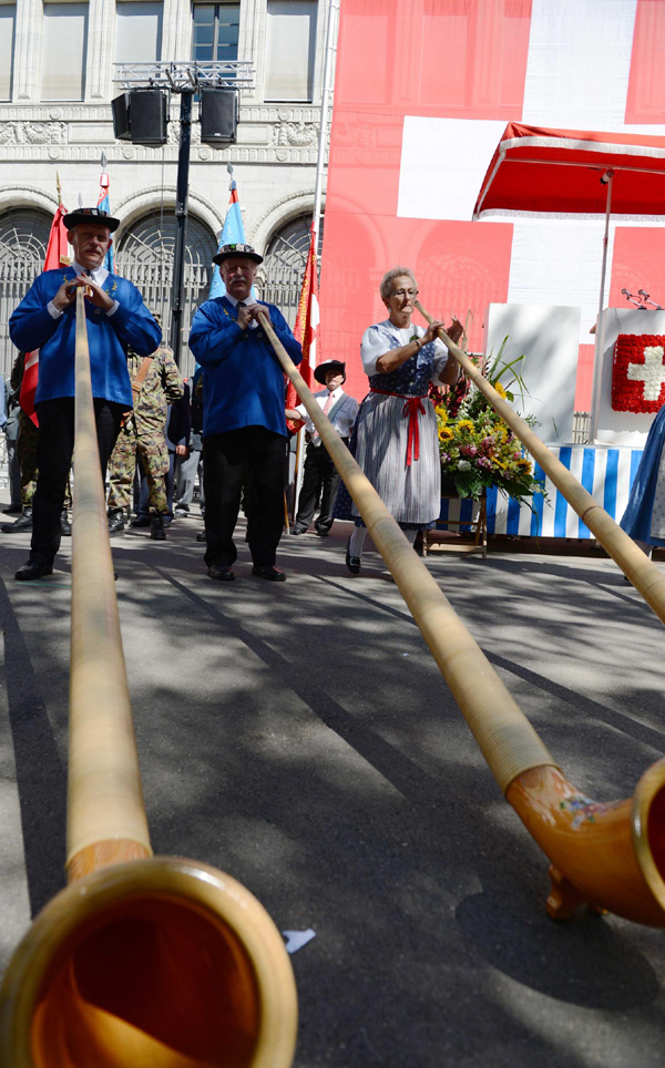 Celebrating National Day of Switzerland in Zurich