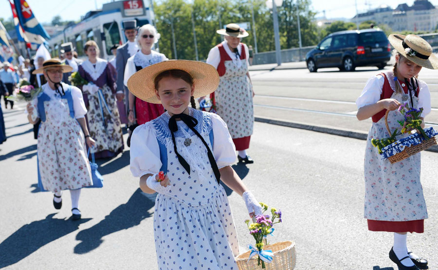 Celebrating National Day of Switzerland in Zurich