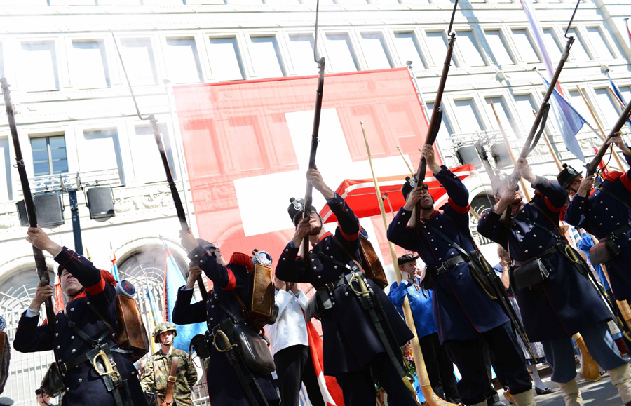 Celebrating National Day of Switzerland in Zurich