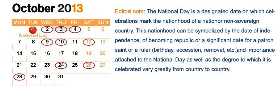 National Day holidays around the world