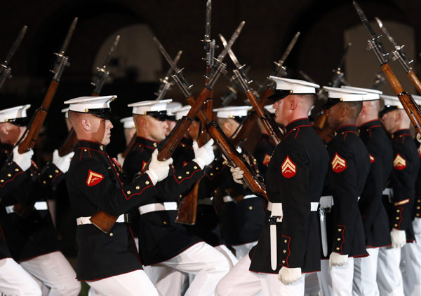 Pet steals the show at Marine Barracks Evening Parade