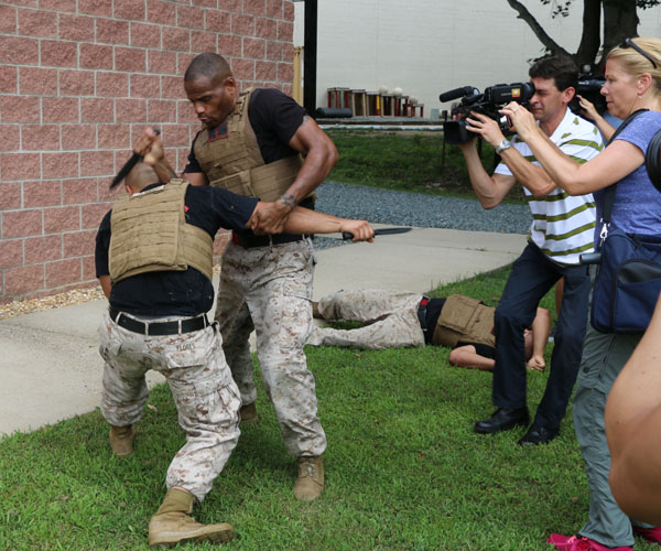 US Marine Corps soldiers demonstrate martial arts